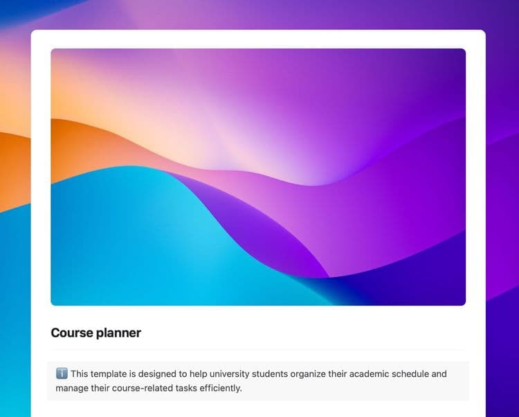 Course planner template in Craft showing instructions.