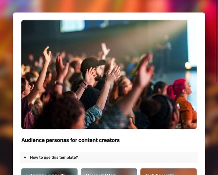 Audience personas for content creators template in Craft showing instructions.