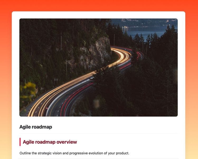 Craft Free Template: Agile roadmap in craft