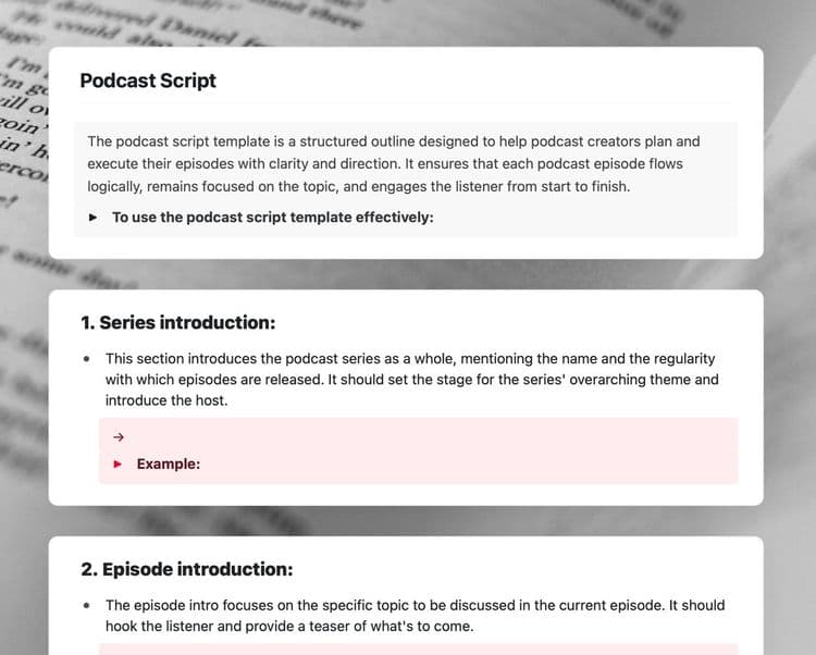 Podcast script in craft