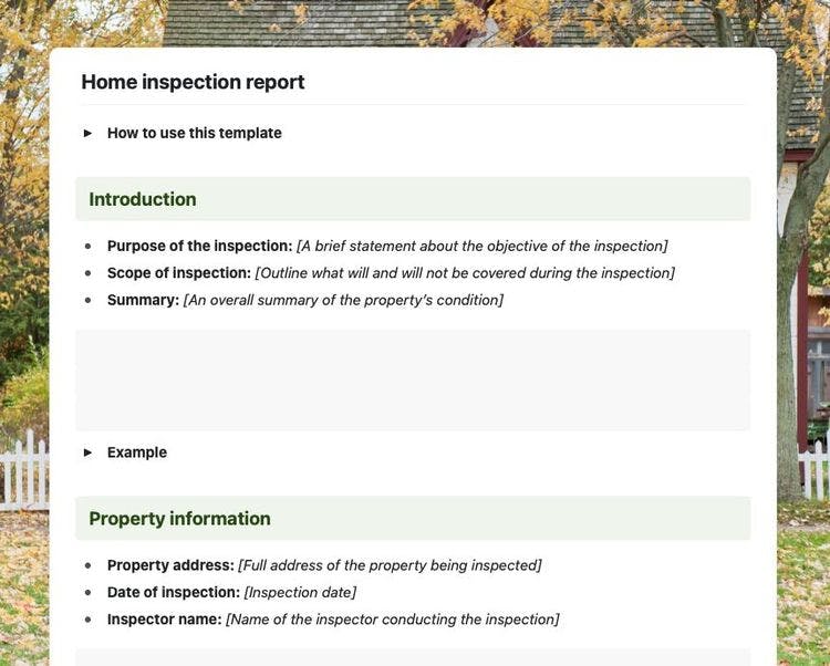 Craft Free Template: Home inspection report in Craft