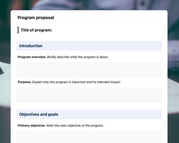 Craft Free Template: Explore the essentials of creating a program proposal: clarity, risk management, and measurable success. Perfect for project planning and execution.