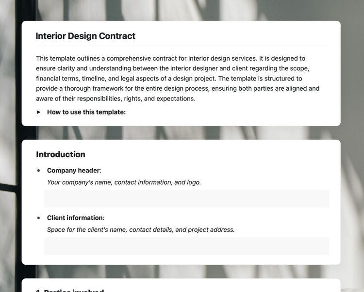 Craft Free Template: Interior design contract in craft