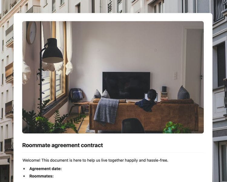 Craft Free Template: Roommate agreement in craft
